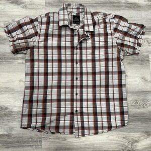 Prana Plaid Button‎ Up Short Sleeve Casual Shirt Lightweight Mens LRG